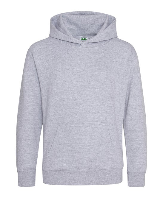 Awdis Just Hoods Kids Hoodie Heather Grey Soft Cotton Pouch Pocket Sizes 1-13
