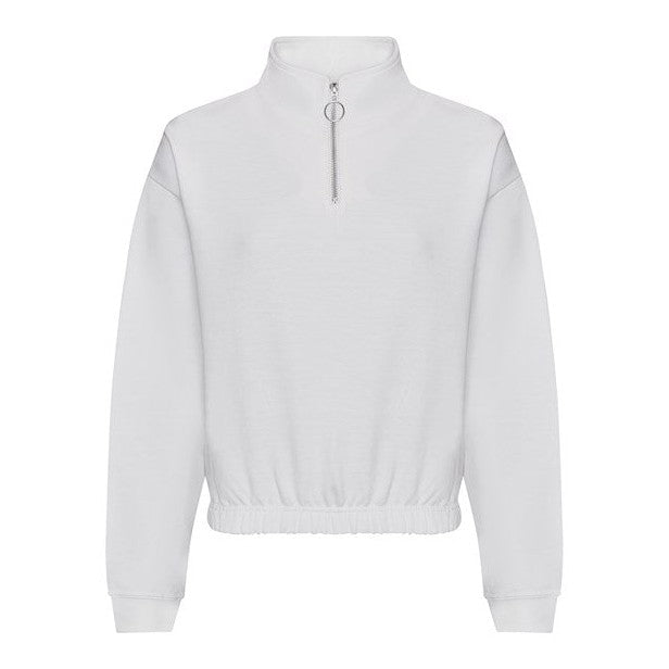 Awdis Just Hoods Women's Cropped Â¼-Zip Sweatshirt Funnel Neck Casual Top
