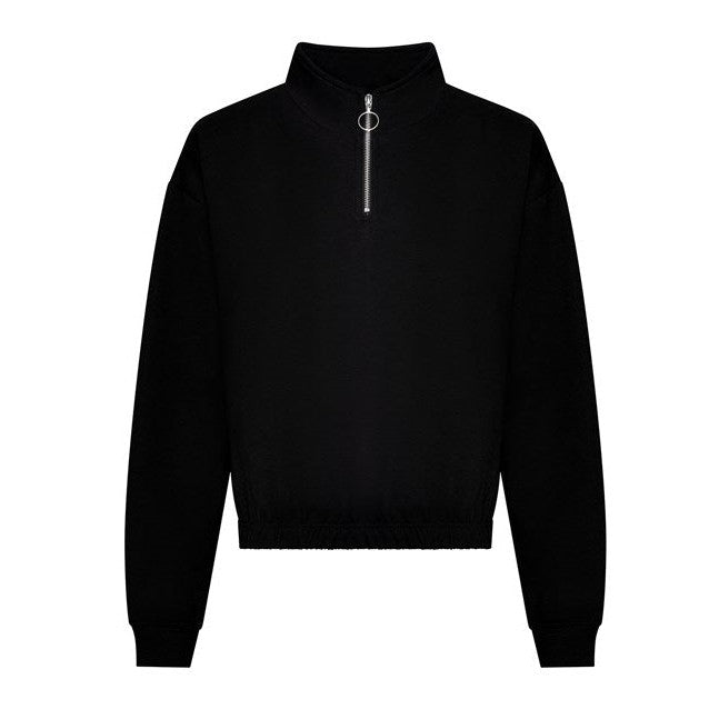 Awdis Just Hoods Women's Cropped Â¼-Zip Sweatshirt Funnel Neck Casual Top
