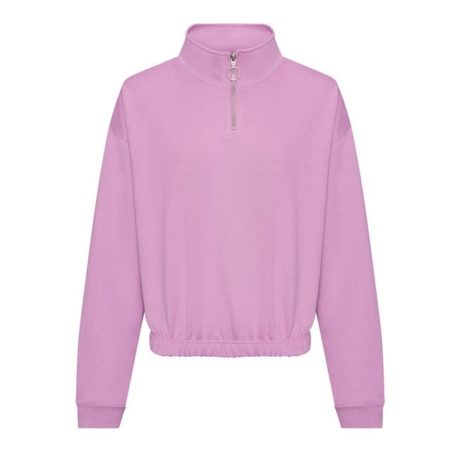 Awdis Just Hoods Women's Cropped Â¼-Zip Sweatshirt Funnel Neck Casual Top