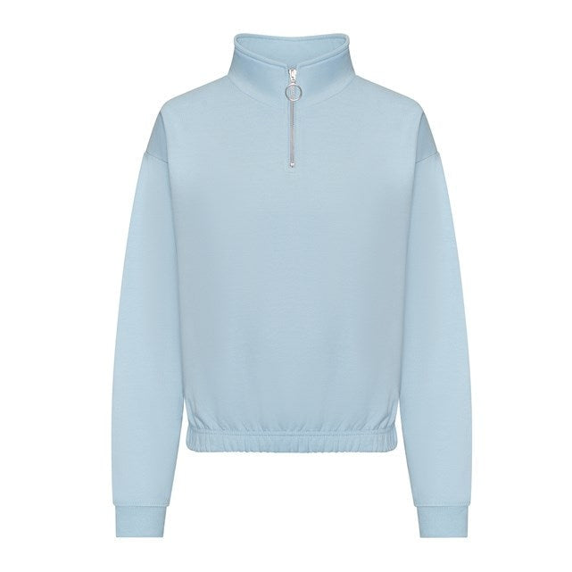 Awdis Just Hoods Women's Cropped Â¼-Zip Sweatshirt Funnel Neck Casual Top