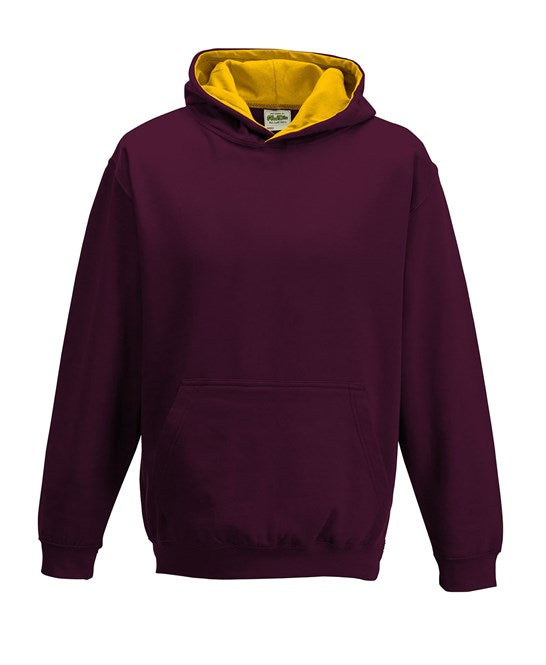 Awdis Just Hoods Kids Varsity Hoodie Soft Cotton Fleece Contrast Hooded Top