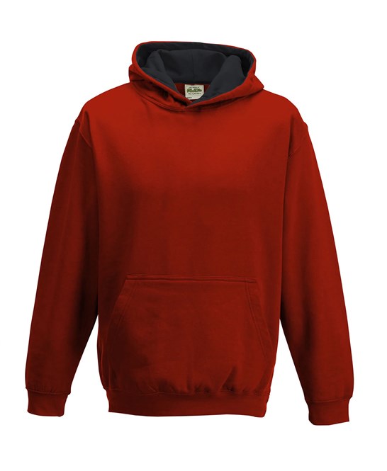 Awdis Just Hoods Kids Varsity Hoodie Soft Cotton Fleece Contrast Hooded Top