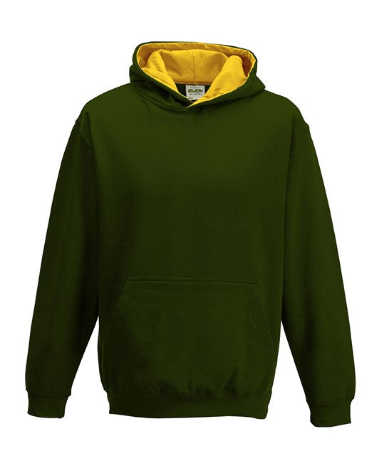 Awdis Just Hoods Kids Varsity Hoodie Soft Cotton Fleece Contrast Hooded Top