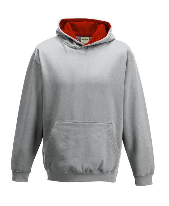 Awdis Just Hoods Kids Varsity Hoodie Soft Cotton Fleece Contrast Hooded Top