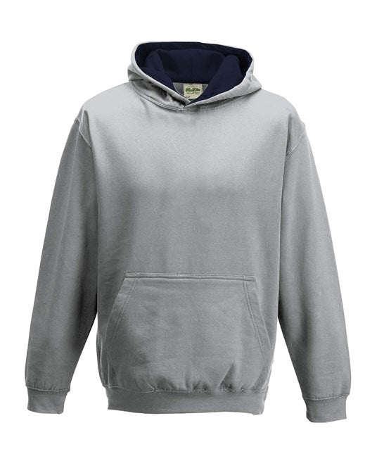 Awdis Just Hoods Kids Varsity Hoodie Soft Cotton Fleece Contrast Hooded Top