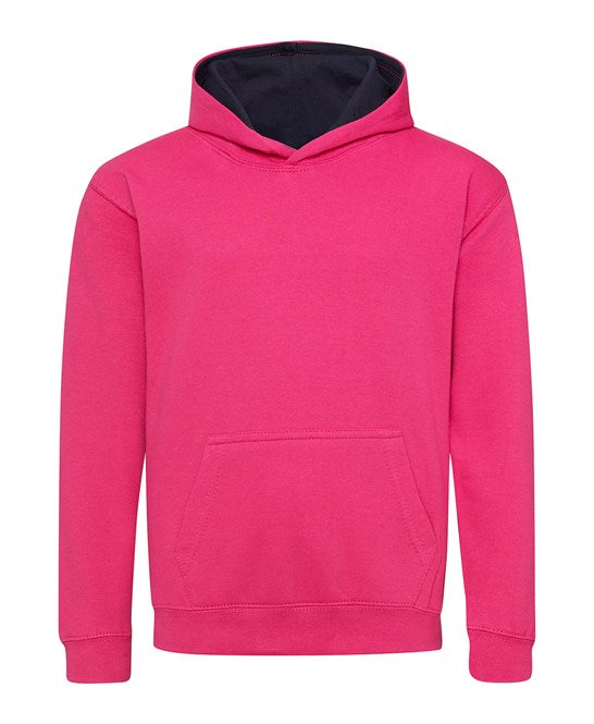 Awdis Just Hoods Kids Varsity Hoodie Soft Cotton Fleece Contrast Hooded Top