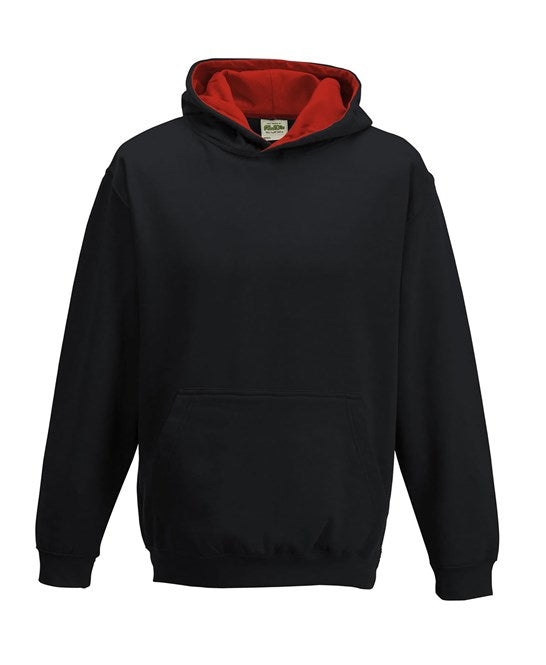 Awdis Just Hoods Kids Varsity Hoodie Soft Cotton Fleece Contrast Hooded Top