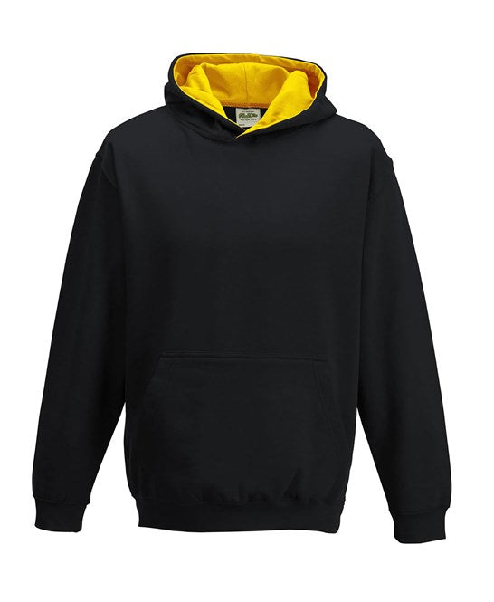Awdis Just Hoods Kids Varsity Hoodie Soft Cotton Fleece Contrast Hooded Top