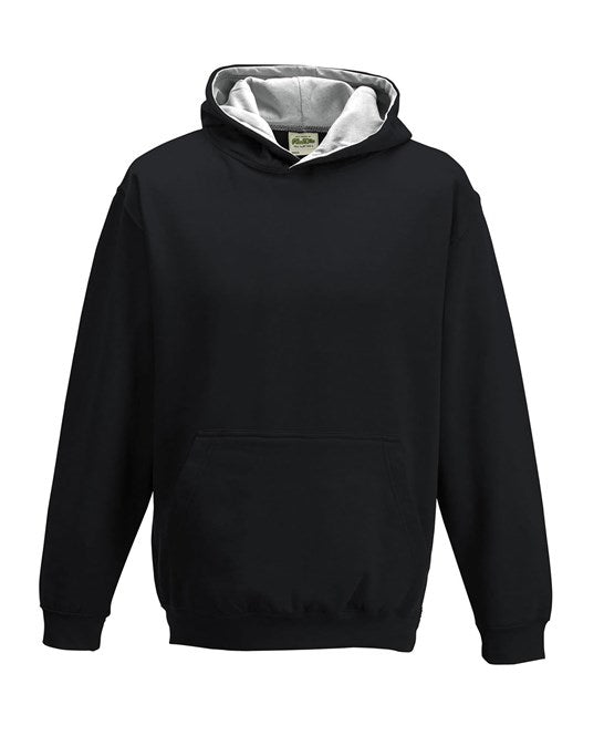 Awdis Just Hoods Kids Varsity Hoodie Soft Cotton Fleece Contrast Hooded Top