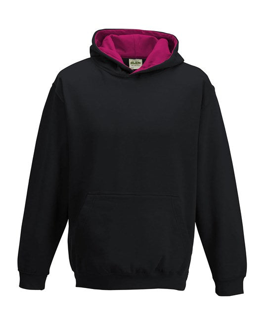 Awdis Just Hoods Kids Varsity Hoodie Soft Cotton Fleece Contrast Hooded Top