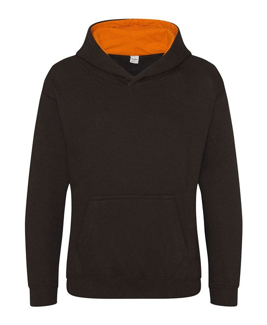Awdis Just Hoods Kids Varsity Hoodie Soft Cotton Fleece Contrast Hooded Top