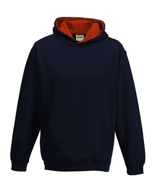 Awdis Just Hoods Kids Varsity Hoodie Soft Cotton Fleece Contrast Hooded Top