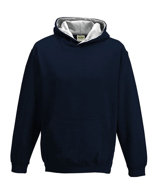 Awdis Just Hoods Kids Varsity Hoodie Soft Cotton Fleece Contrast Hooded Top