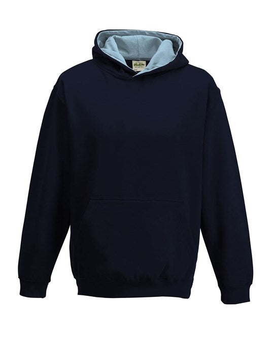 Awdis Just Hoods Kids Varsity Hoodie Soft Cotton Fleece Contrast Hooded Top