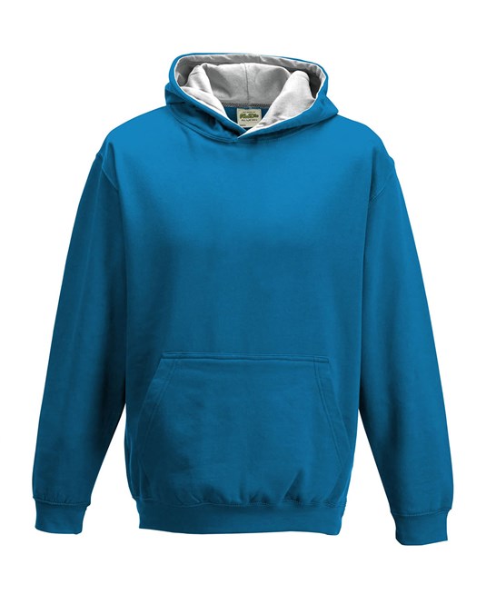 Awdis Just Hoods Kids Varsity Hoodie Soft Cotton Fleece Contrast Hooded Top