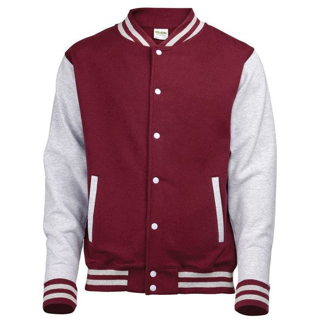 Awdis Just Hoods Varsity Jacket Contrast Sleeves Knitted Collar Heavyweight