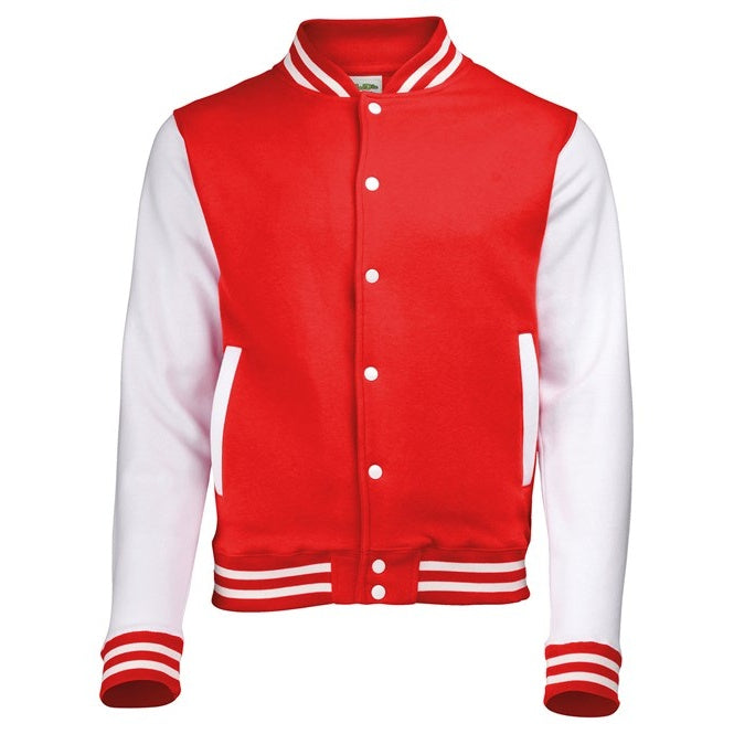 Awdis Just Hoods Varsity Jacket Contrast Sleeves Knitted Collar Heavyweight
