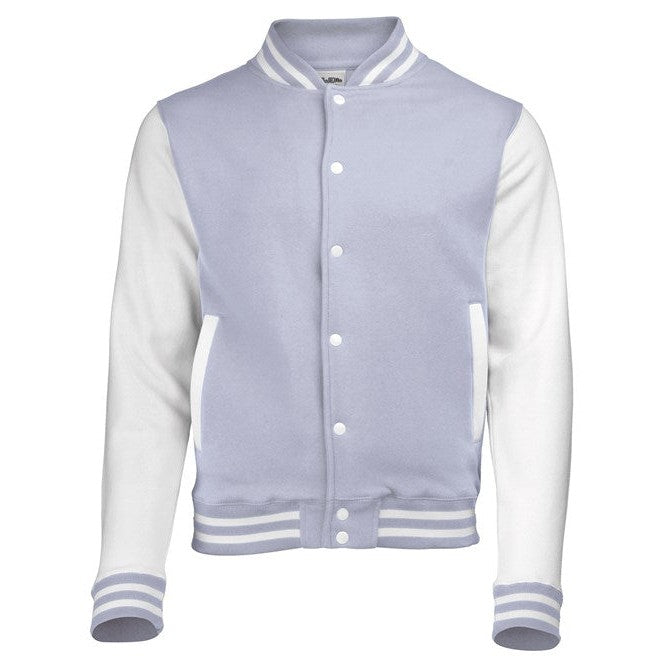 Awdis Just Hoods Varsity Jacket Contrast Sleeves Knitted Collar Heavyweight