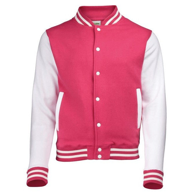 Awdis Just Hoods Varsity Jacket Contrast Sleeves Knitted Collar Heavyweight