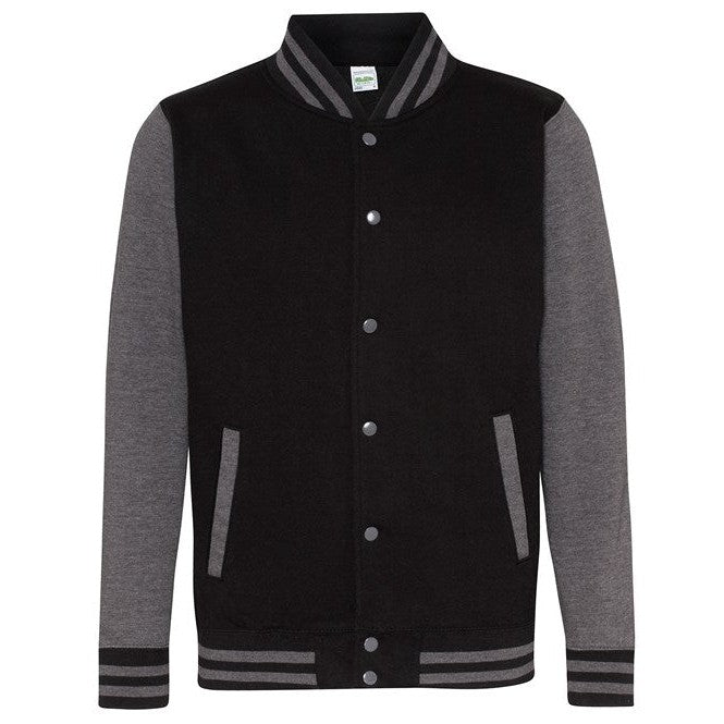 Awdis Just Hoods Varsity Jacket Contrast Sleeves Knitted Collar Heavyweight