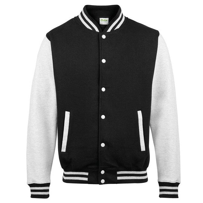 Awdis Just Hoods Varsity Jacket Contrast Sleeves Knitted Collar Heavyweight
