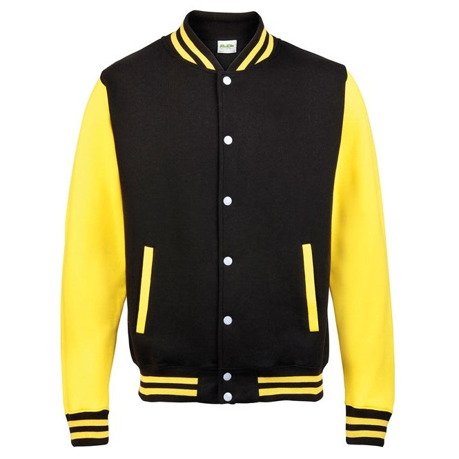 Awdis Just Hoods Varsity Jacket Contrast Sleeves Knitted Collar Heavyweight