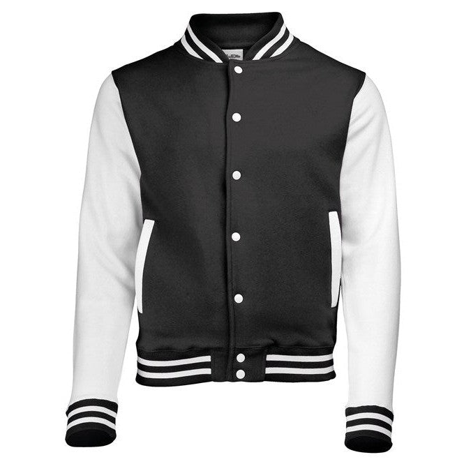 Awdis Just Hoods Varsity Jacket Contrast Sleeves Knitted Collar Heavyweight