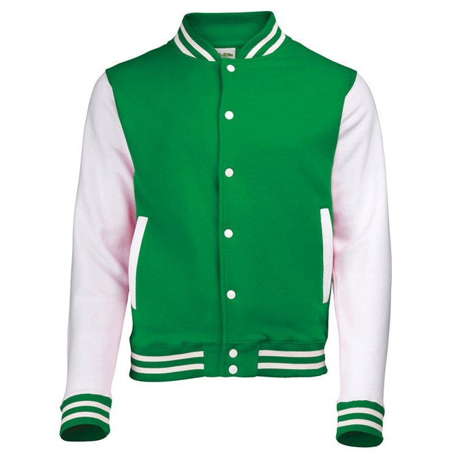Awdis Just Hoods Varsity Jacket Contrast Sleeves Knitted Collar Heavyweight