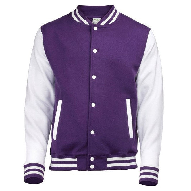 Awdis Just Hoods Varsity Jacket Contrast Sleeves Knitted Collar Heavyweight