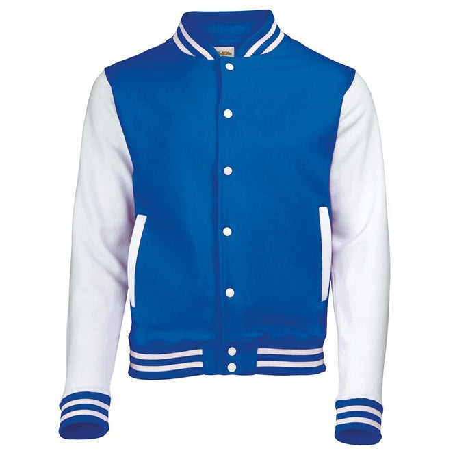 Awdis Just Hoods Varsity Jacket Contrast Sleeves Knitted Collar Heavyweight