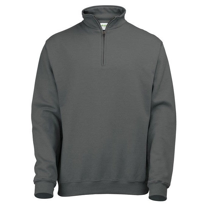 Awdis Just Hoods Sophomore Â¼ Zip Sweatshirt Cotton Blend Ribbed Cuffs Hem