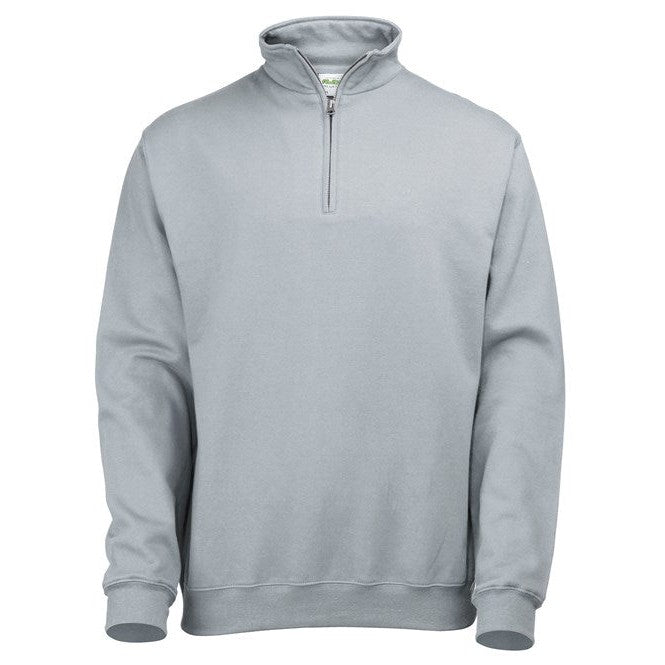 Awdis Just Hoods Sophomore Â¼ Zip Sweatshirt Cotton Blend Ribbed Cuffs Hem