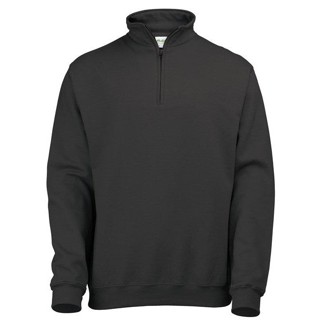 Awdis Just Hoods Sophomore Â¼ Zip Sweatshirt Cotton Blend Ribbed Cuffs Hem