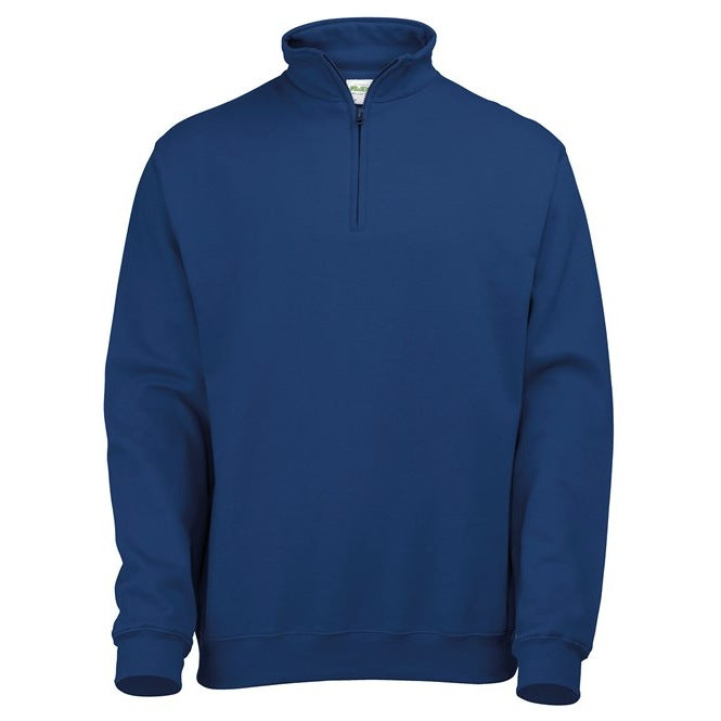 Awdis Just Hoods Sophomore Â¼ Zip Sweatshirt Cotton Blend Ribbed Cuffs Hem