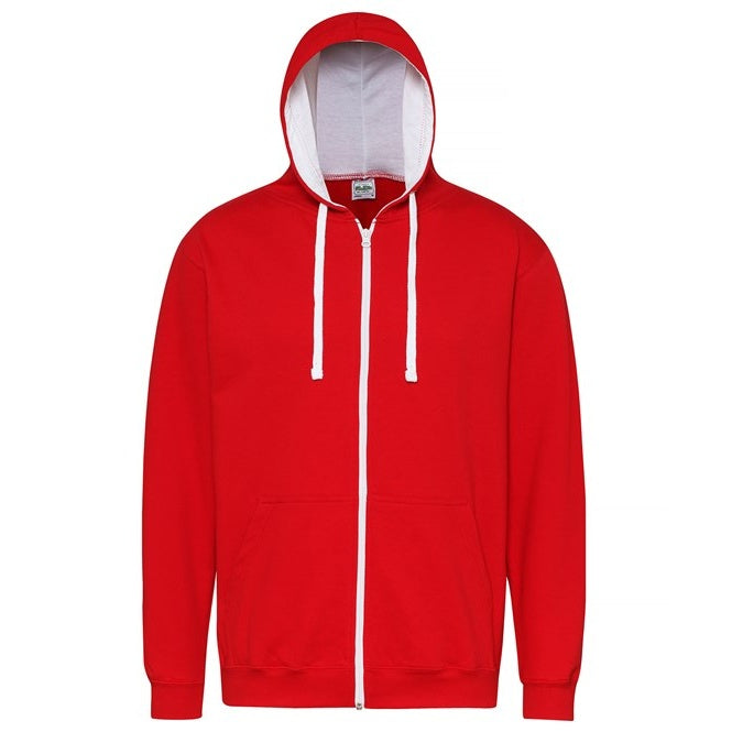 Awdis Just Hoods VarsityZoodie Full Zip Hoodie Contrast Drawcords KangarooPocket