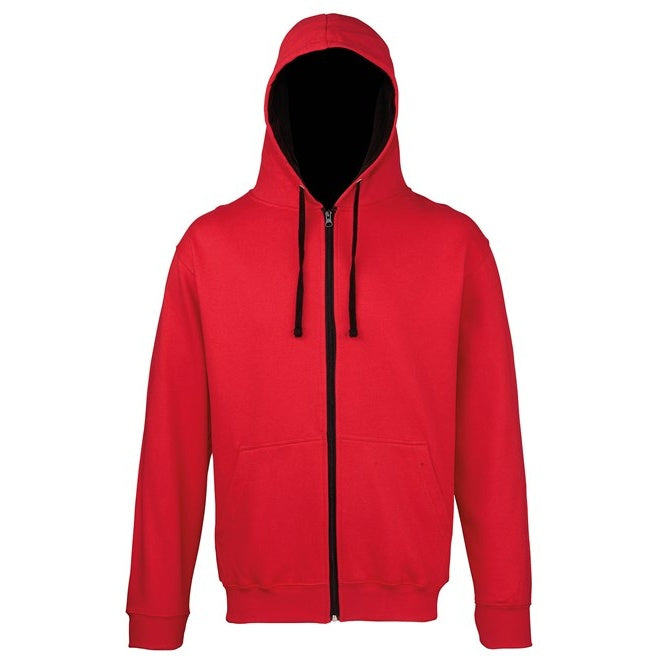 Awdis Just Hoods VarsityZoodie Full Zip Hoodie Contrast Drawcords KangarooPocket