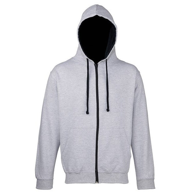 Awdis Just Hoods VarsityZoodie Full Zip Hoodie Contrast Drawcords KangarooPocket