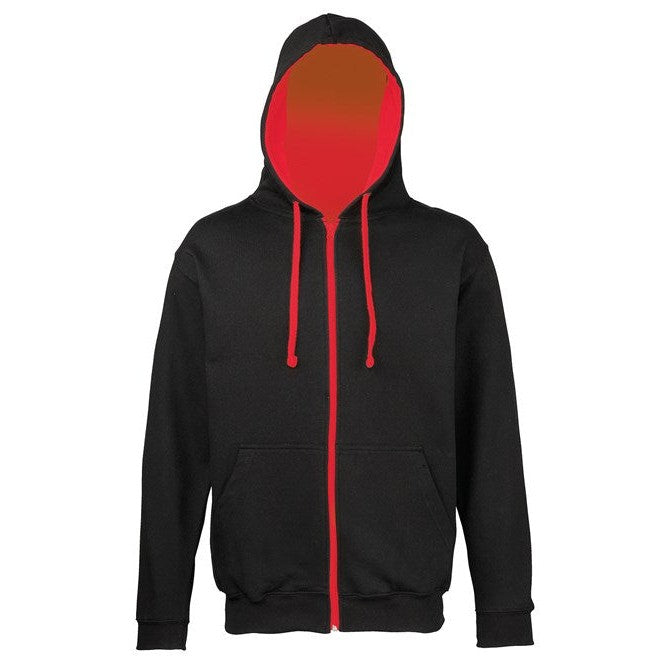 Awdis Just Hoods VarsityZoodie Full Zip Hoodie Contrast Drawcords KangarooPocket