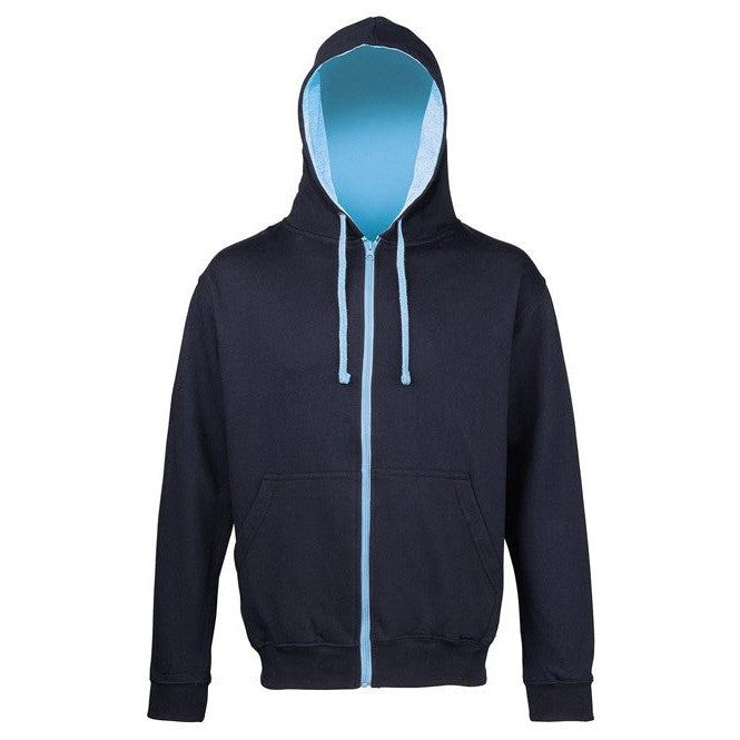 Awdis Just Hoods VarsityZoodie Full Zip Hoodie Contrast Drawcords KangarooPocket