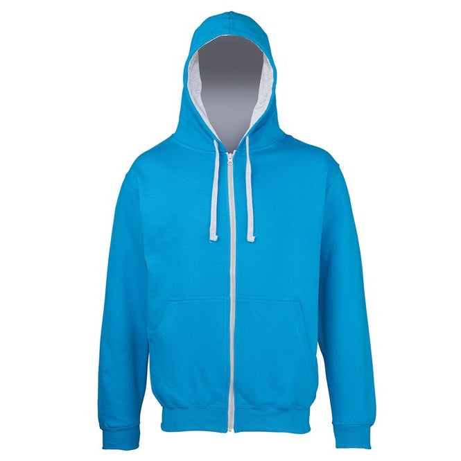 Awdis Just Hoods VarsityZoodie Full Zip Hoodie Contrast Drawcords KangarooPocket