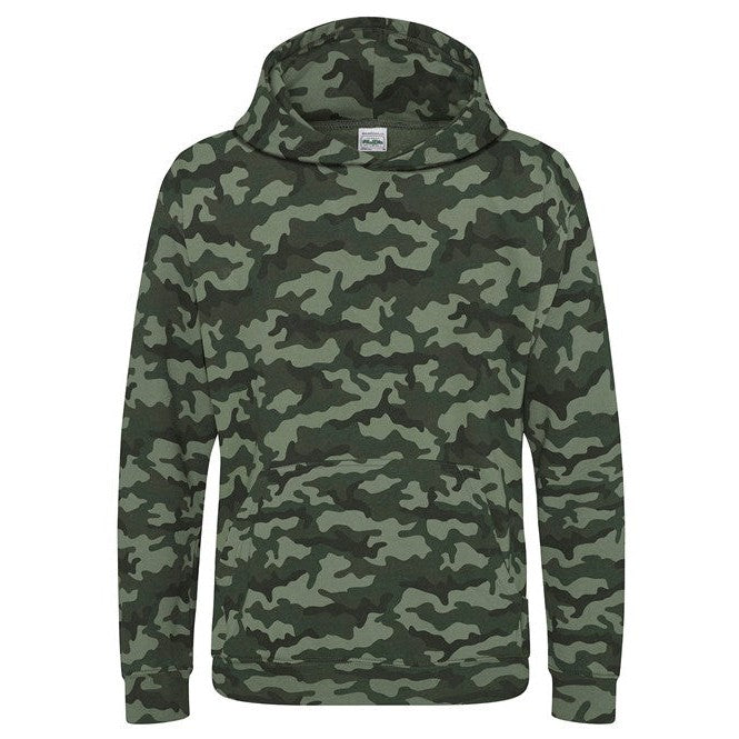 Awdis Just Hoods Kids Camo Hoodie Cotton Faced Kangaroo Pocket Sizes 3-13