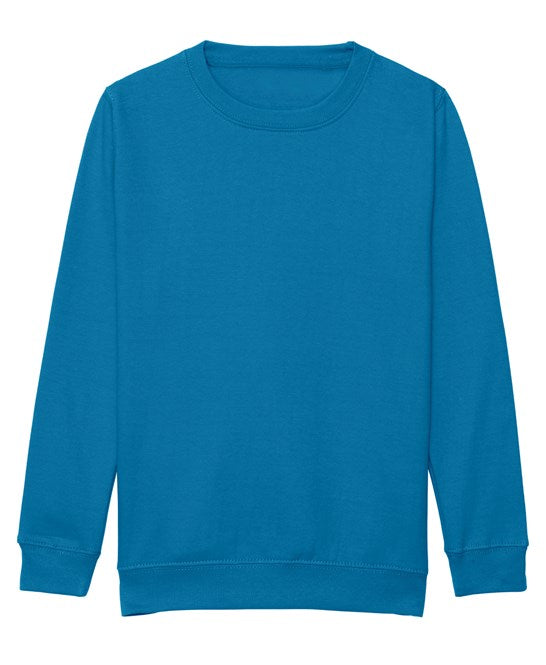 Awdis Just Hoods Kids Sweatshirt Sapphire Blue Crew Neck Set-in Sleeves