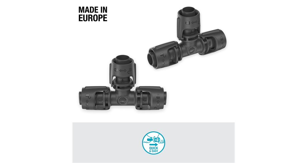 Gardena T-Joint 13mm 1/2" for Micro Drip Irrigation System - 2 Pack