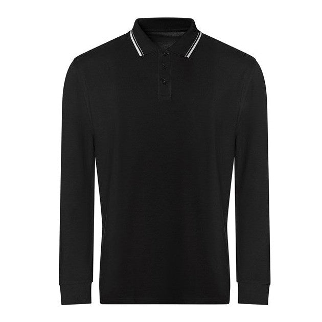 Awdis Long Sleeve Tipped Polo Shirt 100% Cotton Stylish Fit Unisex Sizes S-2XL
