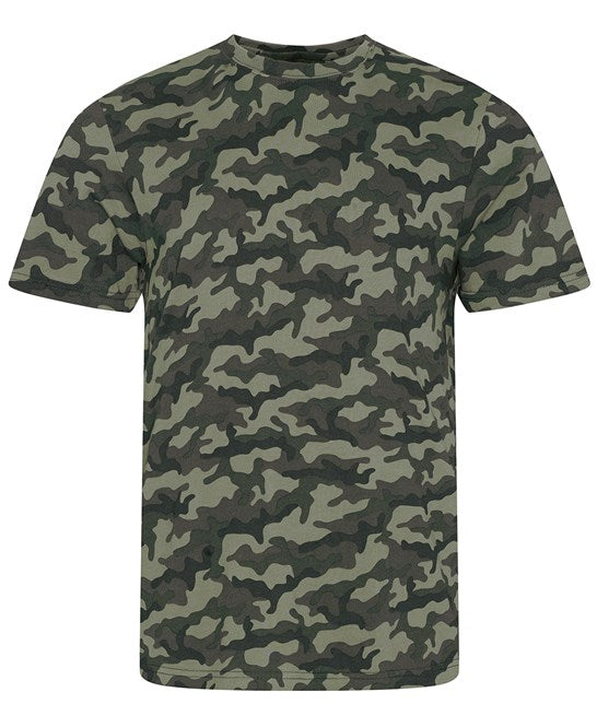 Awdis Just T's Camo T-Shirt 100% Cotton Modern Fit Crew Neck All-Over Print