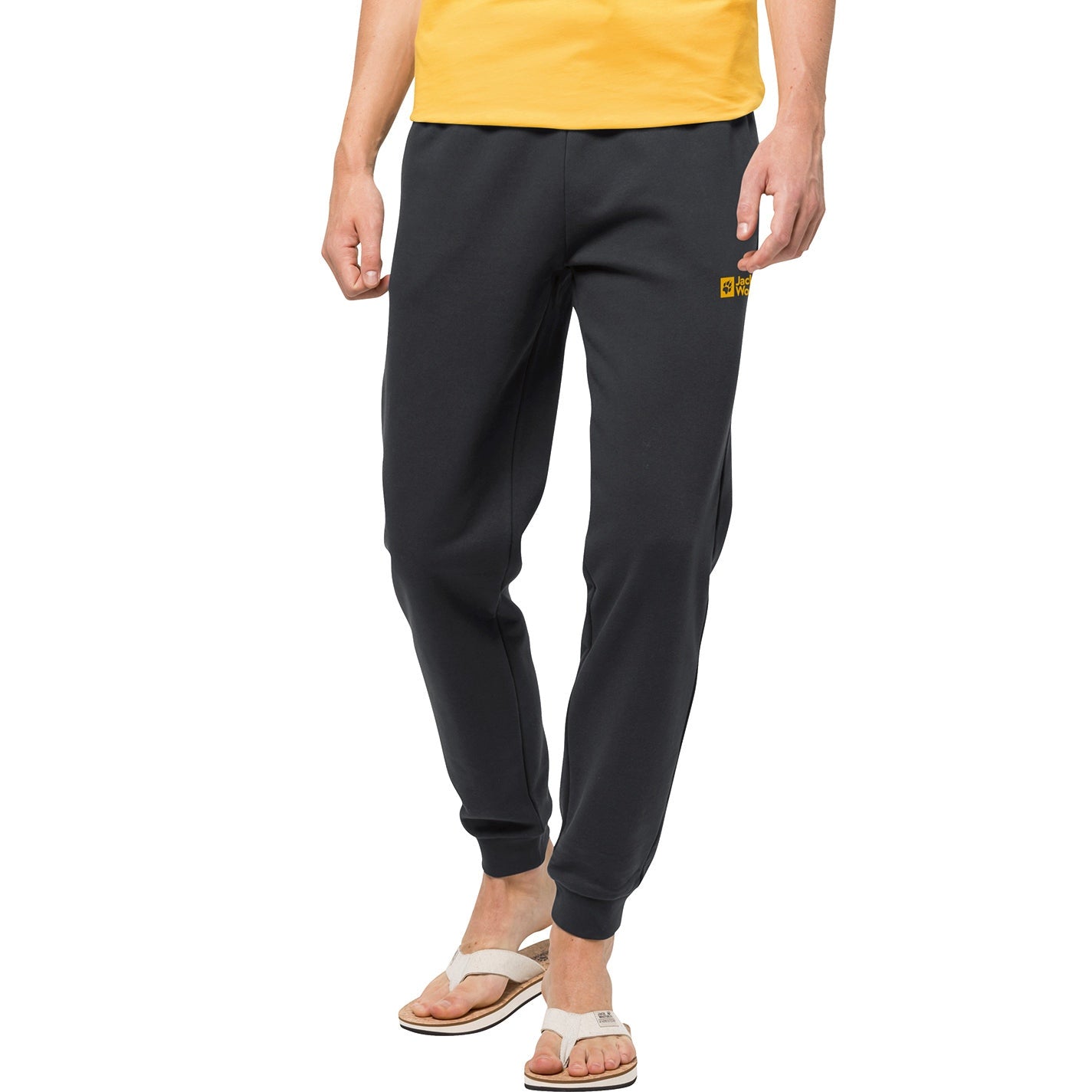 Jack Wolfskin Organic Cotton Sweatpants Adjustable Waistband Side Pockets