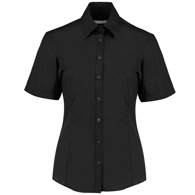 Kustom Kit Women's Short Sleeve Business Blouse Tailored Fit Easy Iron Poplin