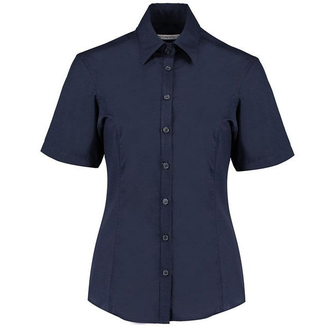 Kustom Kit Women's Short Sleeve Business Blouse Tailored Fit Easy Iron Poplin