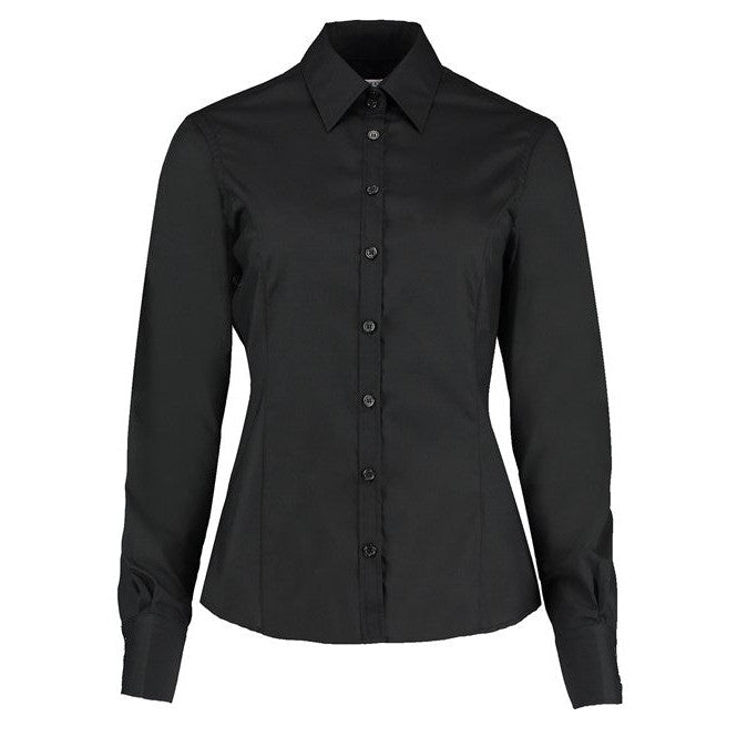 Kustom Kit Women's Long Sleeve Business Blouse Tailored Fit Easy Iron Shirt